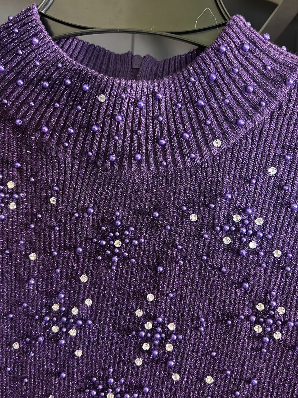 Beaded Sleeveless Knit Sweater Top by TanJay